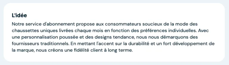 Voici un exemple de Socktastic, une idée démo Foundor.ai